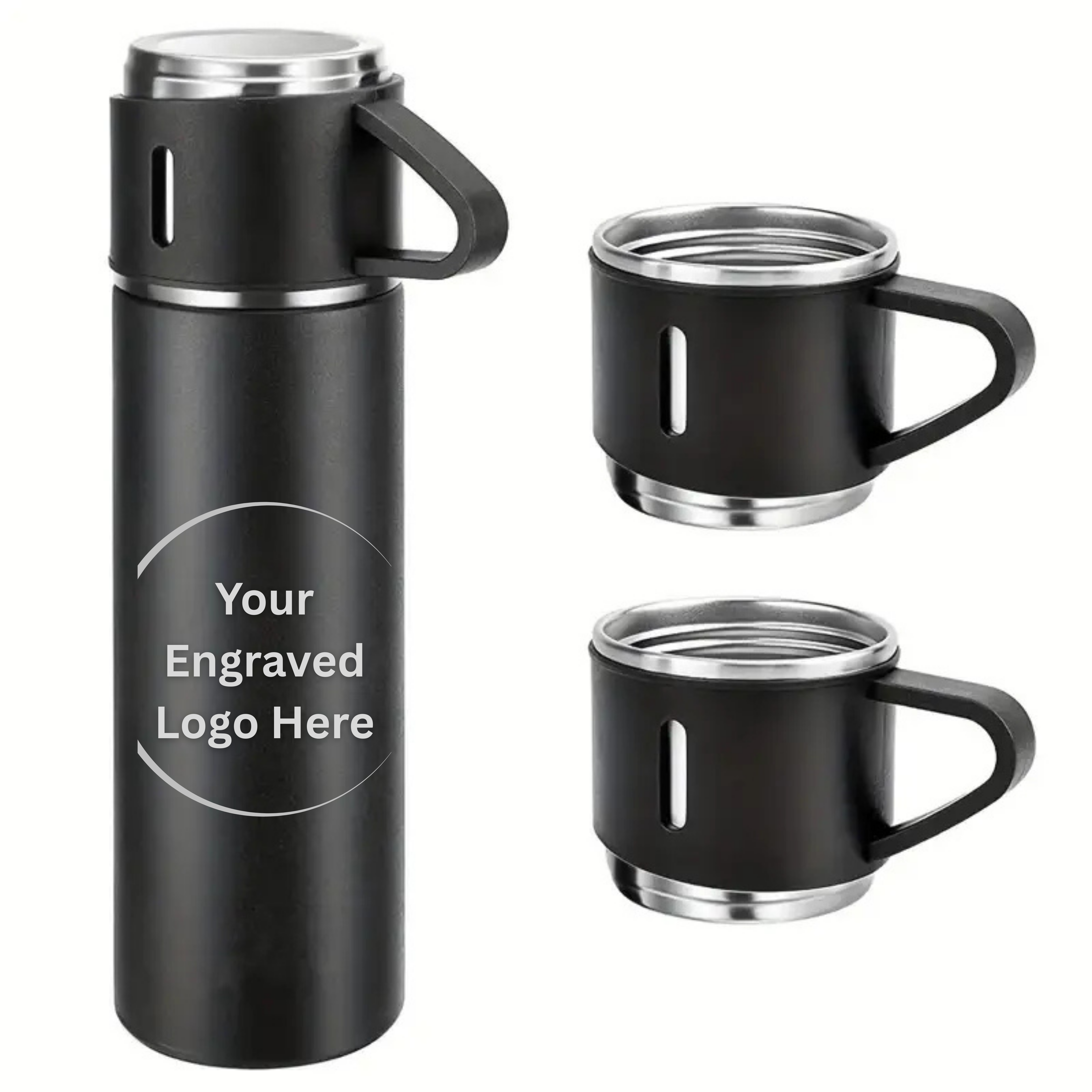 Custom Engraved  Thermal Bottle & Coffee Mug Set – 500ml Stainless Steel Insulated