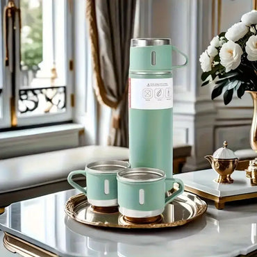 Custom Engraved  Thermal Bottle & Coffee Mug Set – 500ml Stainless Steel Insulated